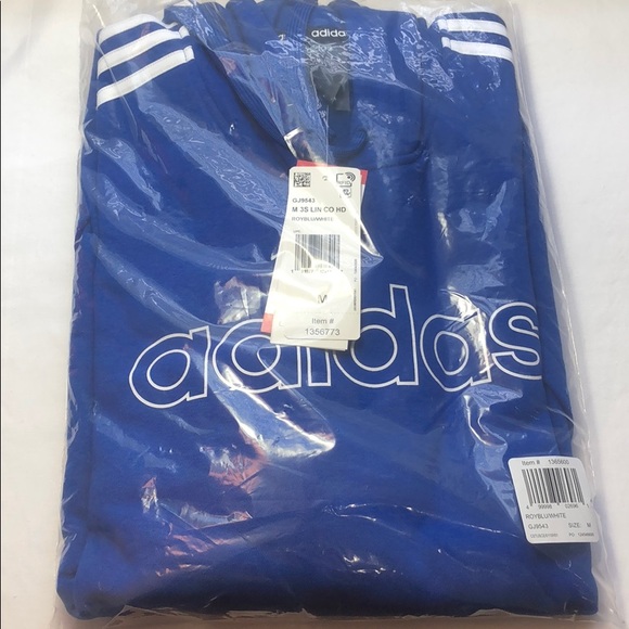 New Adidas Men's Fleece Pullover 3 Stripes Hoodie - Picture 10 of 16
